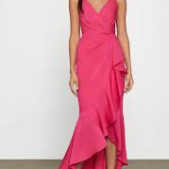 Faux Wrap Ruched Ruffle Dress - Picture 1 of 4